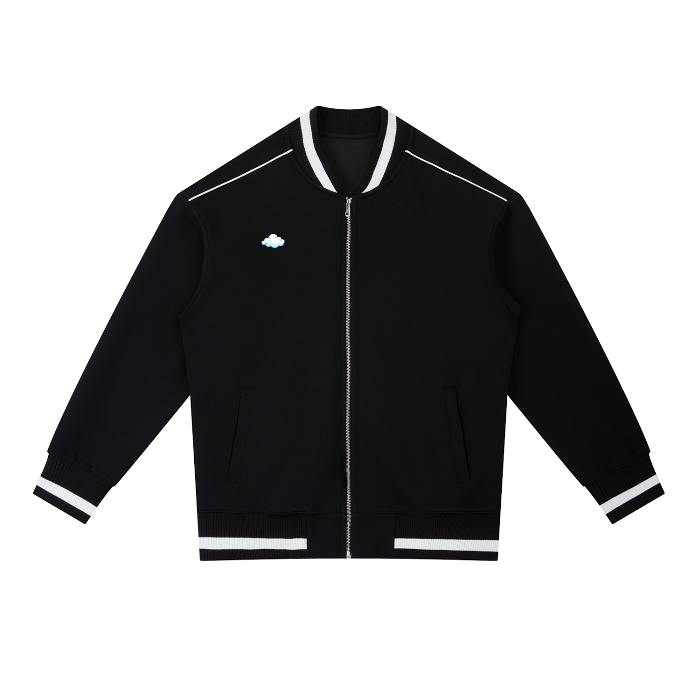 Contrast Piping Zip Bomber Jacket