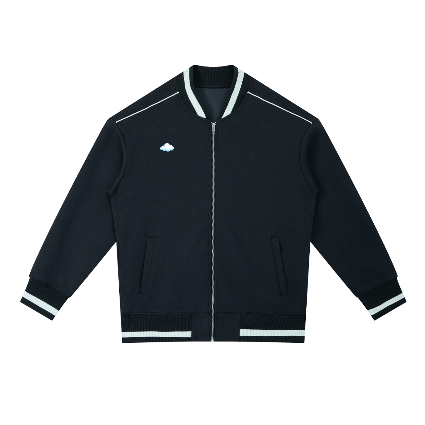 Contrast Piping Zip Bomber Jacket
